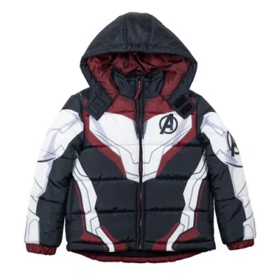 Marvel Avengers Hooded Zip-up Puffer Jacket In Black