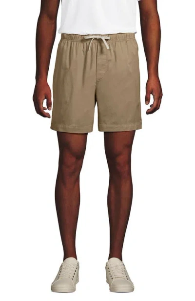 Lands' End 9" Pull On Deck Shorts In Brown