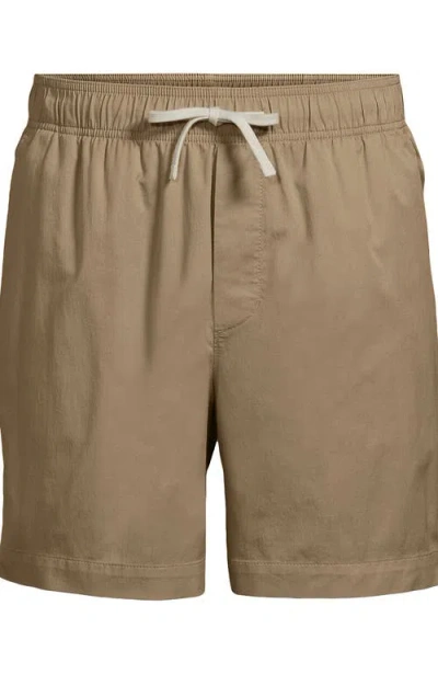 Lands' End 9" Pull On Deck Shorts In Brown
