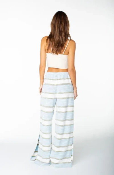 Roxy Beach Breeze Stripe Cotton Blend Split Hem Drawstring Pants In Blue