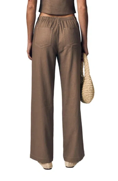 Le Jean Simone Linen Drawstring Pants In Brown
