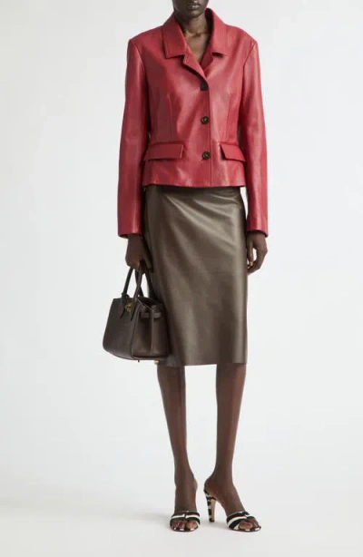 Ferragamo Cervo Single-breasted Leather Jacket In Red