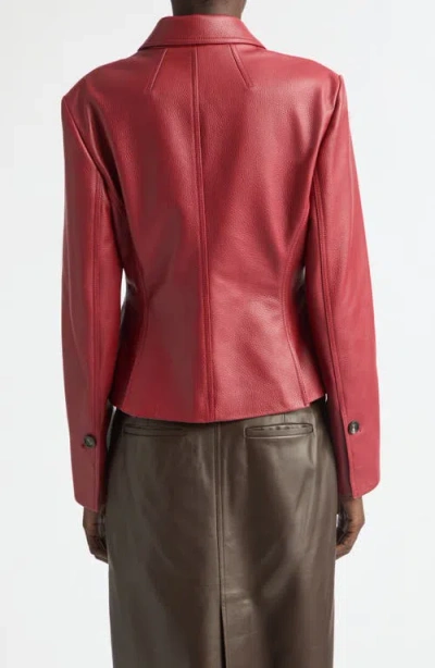 Ferragamo Cervo Single-breasted Leather Jacket In Red