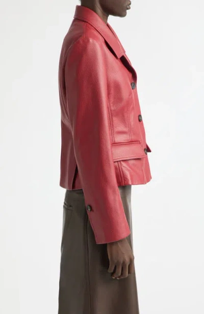 Ferragamo Cervo Single-breasted Leather Jacket In Red
