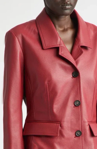Ferragamo Cervo Single-breasted Leather Jacket In Red