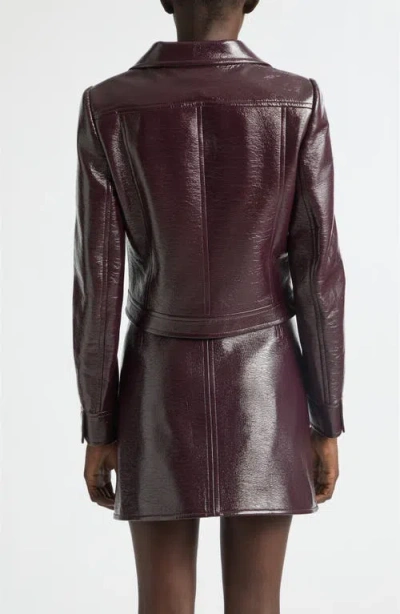 Courrèges Vinyl Blazer With Collared Neck And Long Sleeves In Burgundy
