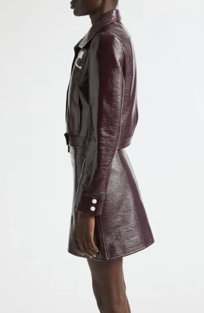 Courrèges Vinyl Blazer With Collared Neck And Long Sleeves In Burgundy