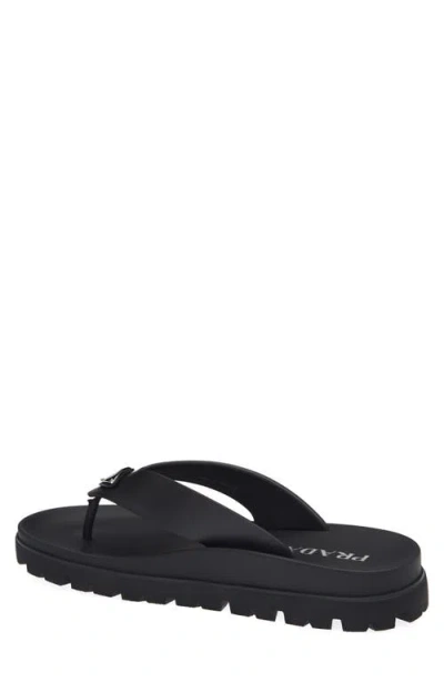Prada Soft Cage Thong Sandals Rubber Sole In Black