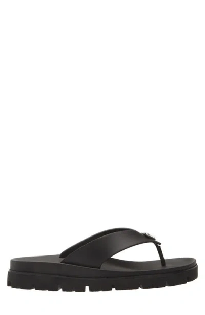 Prada Soft Cage Thong Sandals Rubber Sole In Black