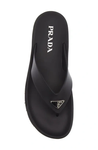 Prada Soft Cage Thong Sandals Rubber Sole In Black