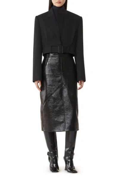 Lanvin Structured Peak Lapel Jacket With Built-in Belt In Animal Print