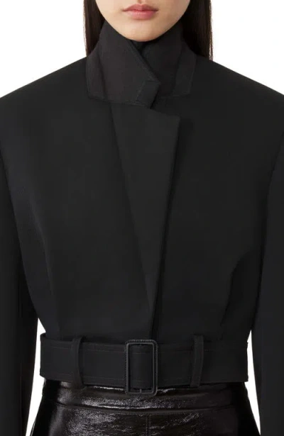 Lanvin Structured Peak Lapel Jacket With Built-in Belt In Animal Print