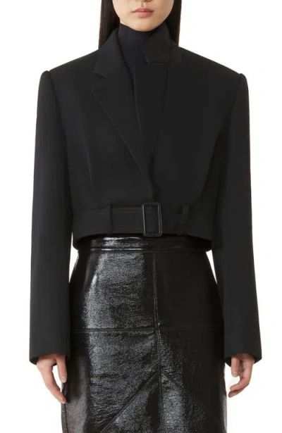 Lanvin Structured Peak Lapel Jacket With Built-in Belt In Animal Print