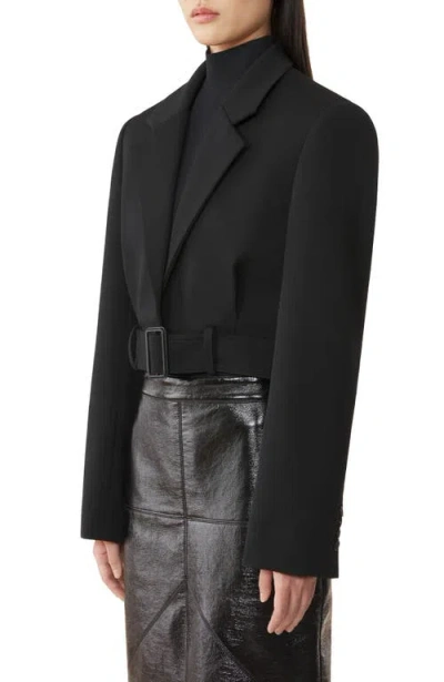 Lanvin Structured Peak Lapel Jacket With Built-in Belt In Animal Print