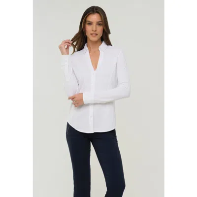 Anatomie Beth Mesh-sleeve Button-front Shirt In White