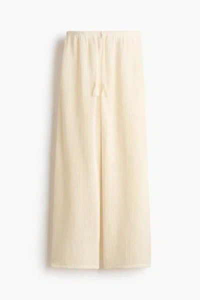 H&m Net Drawstring Trousers In White