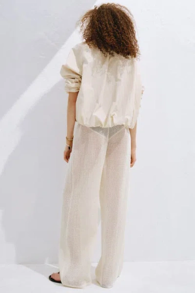 H&m Net Drawstring Trousers In White
