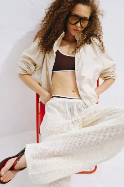 H&m Net Drawstring Trousers In White