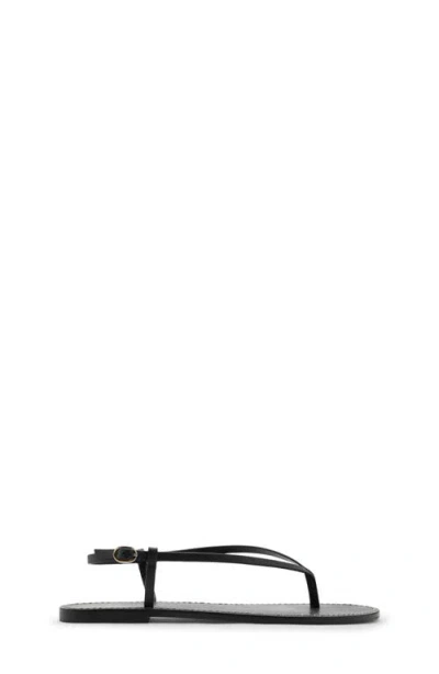 Mango Ankle Strap Thong Sandal In Black