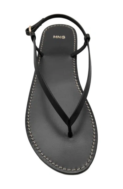 Mango Ankle Strap Thong Sandal In Black