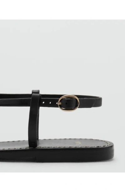 Mango Ankle Strap Thong Sandal In Black