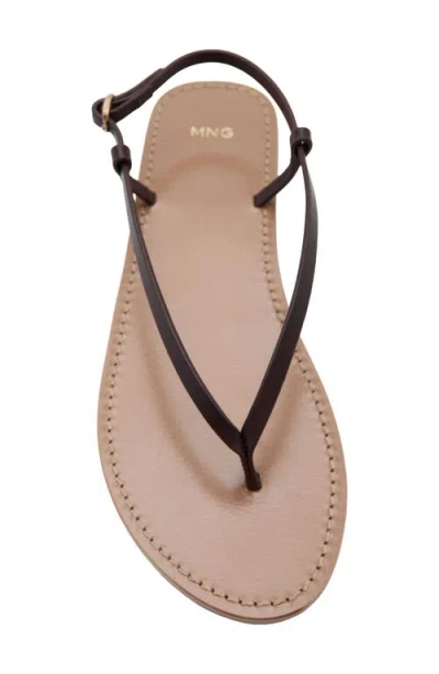 Mango Ankle Strap Thong Sandal In Brown