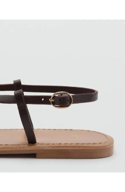Mango Ankle Strap Thong Sandal In Brown