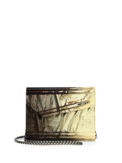 Shop Jimmy Choo Candy Degrade Crinkled Lamé Fabric Acrylic Clutch In Gold-bronze