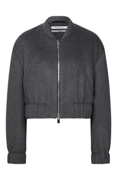 Another Tomorrow Bomber Jacket Light Grey Melange In Gray