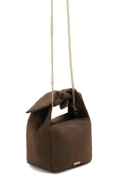 Mango Heidi Knotted Top Handle Bag In Brown