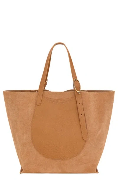 Longchamp Complice Soft Leather Open Tote In Brown