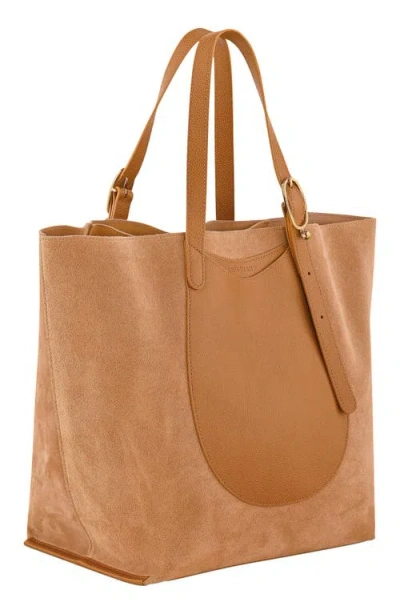 Longchamp Complice Soft Leather Open Tote In Brown