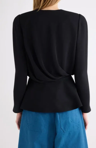 Chloé Draped Top Gold Tone Hardware Peplum In Black