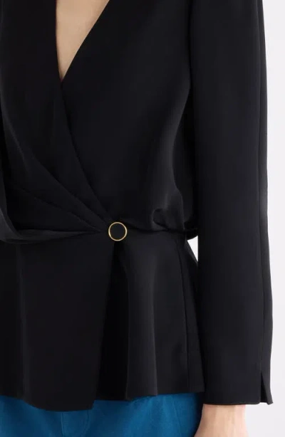 Chloé Draped Top Gold Tone Hardware Peplum In Black