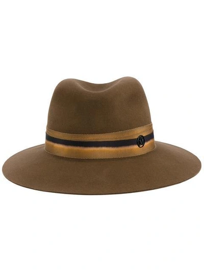 Shop Maison Michel Tan Felt Henrietta Fedora Hat In Brown