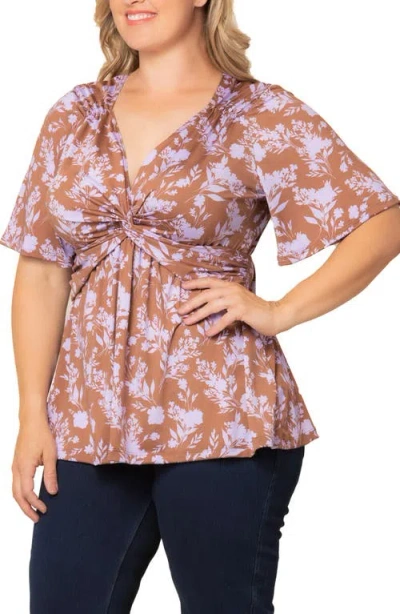 Kiyonna Abby Twist Front Top In Multi