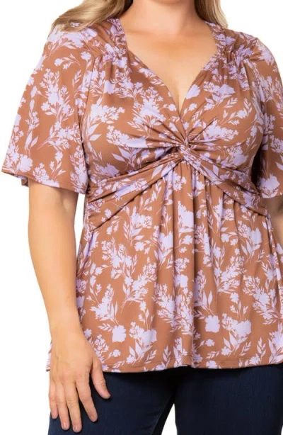 Kiyonna Abby Twist Front Top In Multi