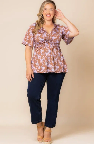 Kiyonna Abby Twist Front Top In Multi