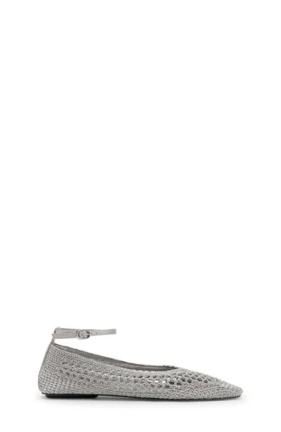 Mango Crochet Ankle Strap Ballet Flat In Gray