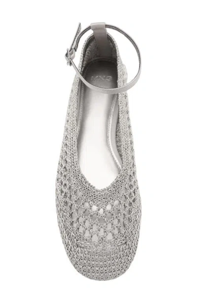 Mango Crochet Ankle Strap Ballet Flat In Gray