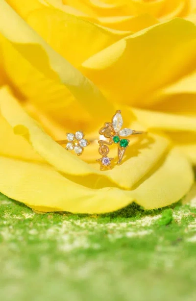 Girls Crew Crystal Disney Tinker Bell Pixie Dust Adjustable Ring In Gold