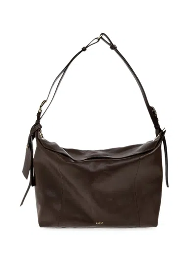 Furla Rectangular Shoulder Bag In Smooth Leather In Brown