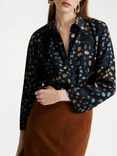 Marella Black Abstract Spotted Pattern Blouse In Blue