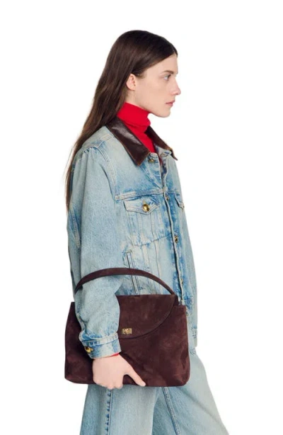 Sandro Suede Bag In Brown