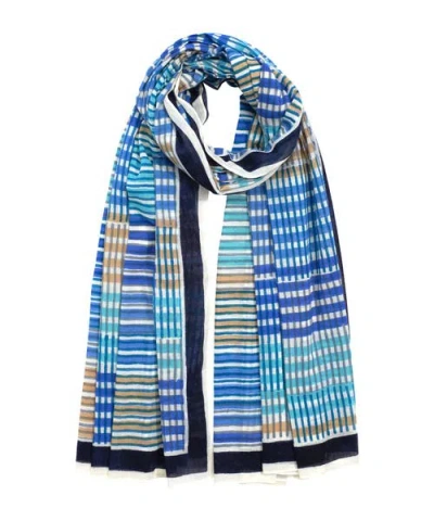 Echo Stripe Illusion Sarong And Bag In Blue