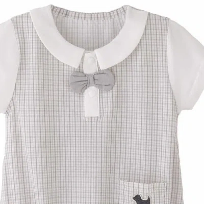 Banblu Check Bow Romper In Gray
