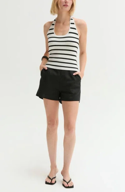 Crescent Halter Stripe Knit Top In Multi