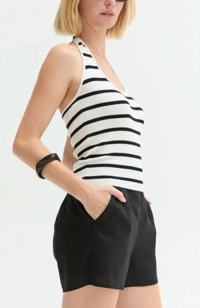 Crescent Halter Stripe Knit Top In Multi