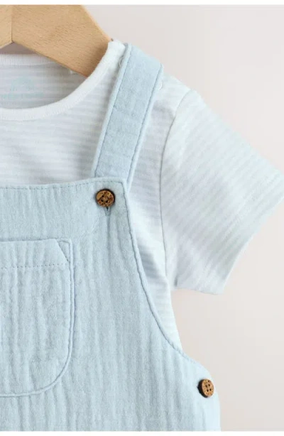 Next Woven Crinkle Short Romper In Blue