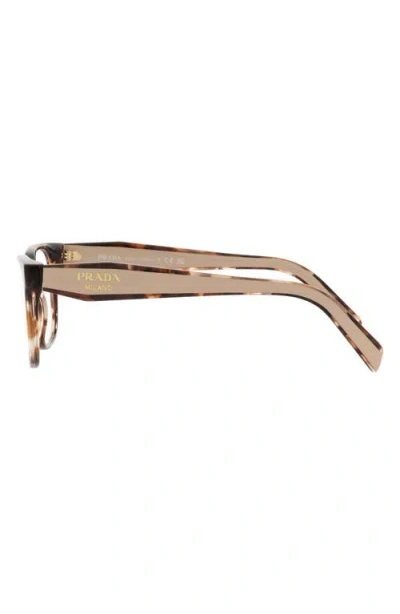 Prada 52mm Rectangular Optical Glasses In Multi